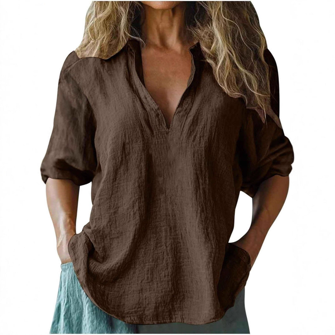 Damen lässige Leinenbluse Amawinc