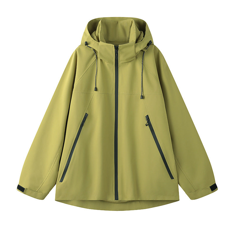 Damen technische Outdoor-Jacke mit verstellbarer Kapuze und funktionalen Reißverschlusstaschen Amawinc