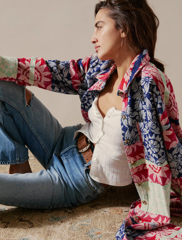 Damen Baumwoll-Musterhemd Amawinc