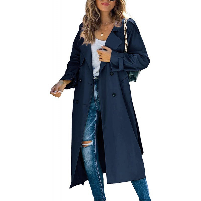 Damen modischer Trenchcoat mit übergroßem Schnitt und eleganten Details Amawinc