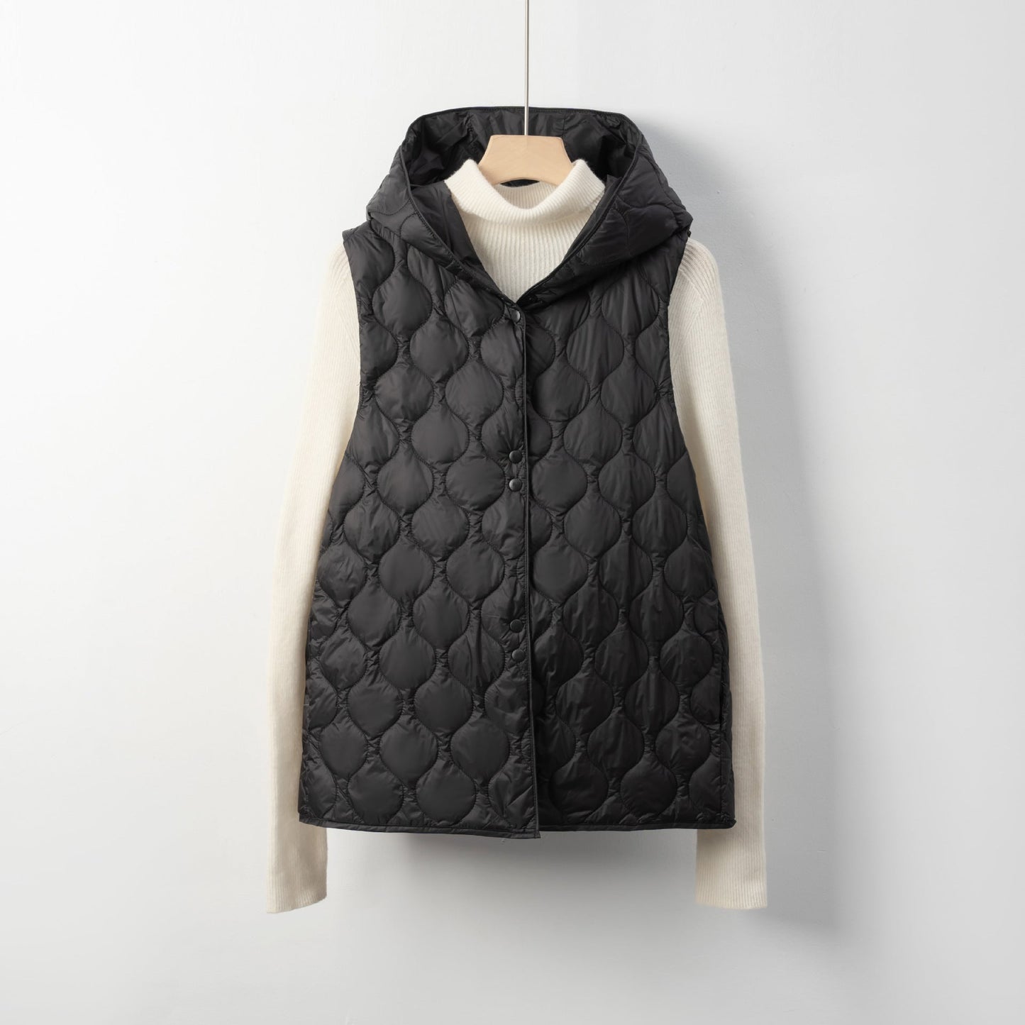 Damen gesteppte Weste mit versteckter Kapuze und weichem Innenfutter Amawinc