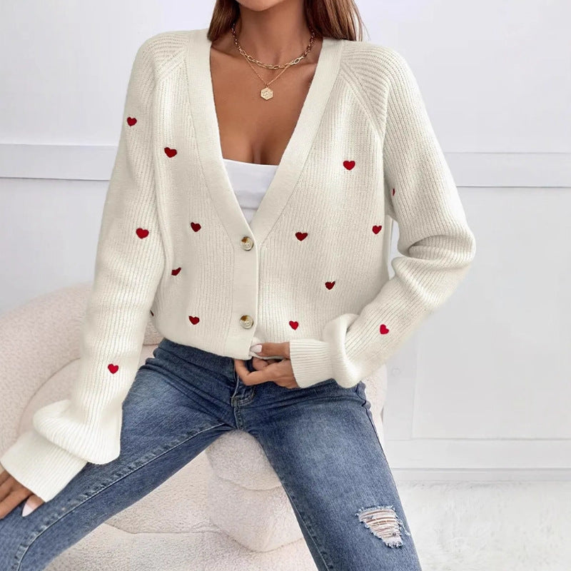 Damen Strickjacke im verspielten Herzdesign Amawinc