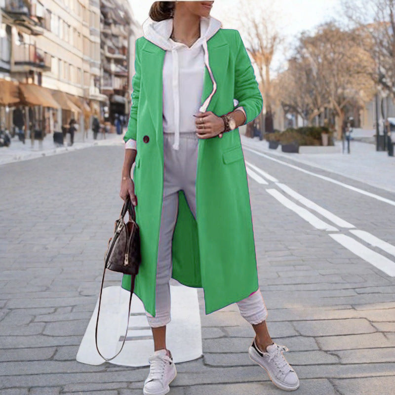 Damen eleganter trenchcoat mit Kapuze Amawinc