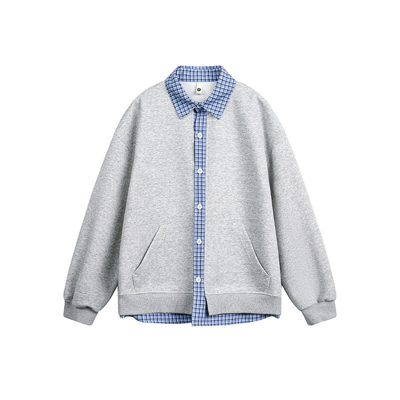 Damen Lässiger Oversized Kapuzenpullover mit Hemdkragen Amawinc