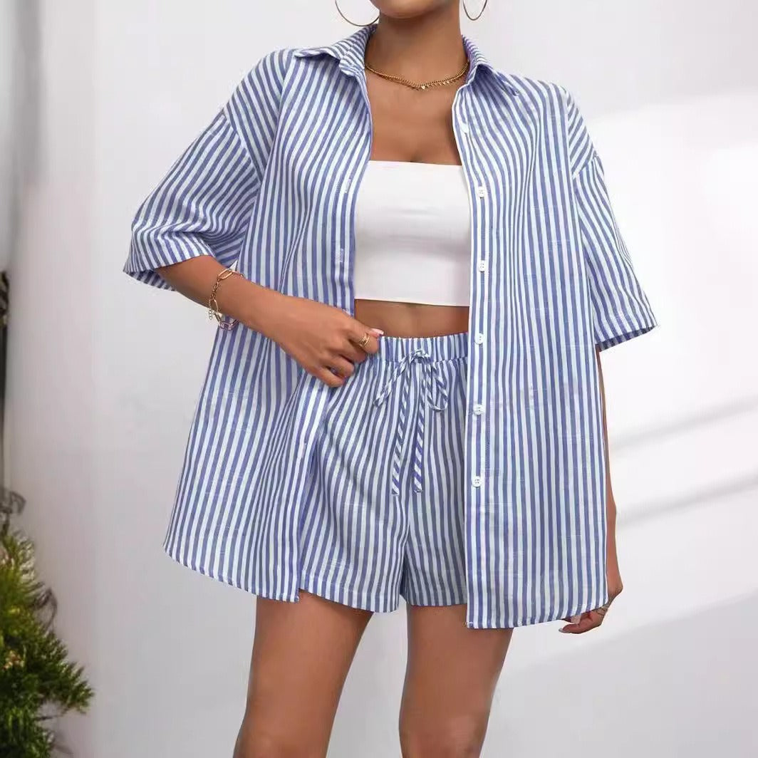 Damen lässiges Hemd und Shorts Set Amawinc