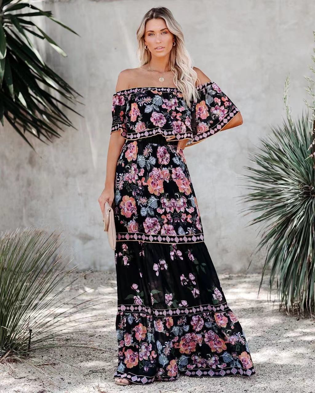 Elegantes Maxikleid von Fudus mit schönem Druck und fließendem Stoff