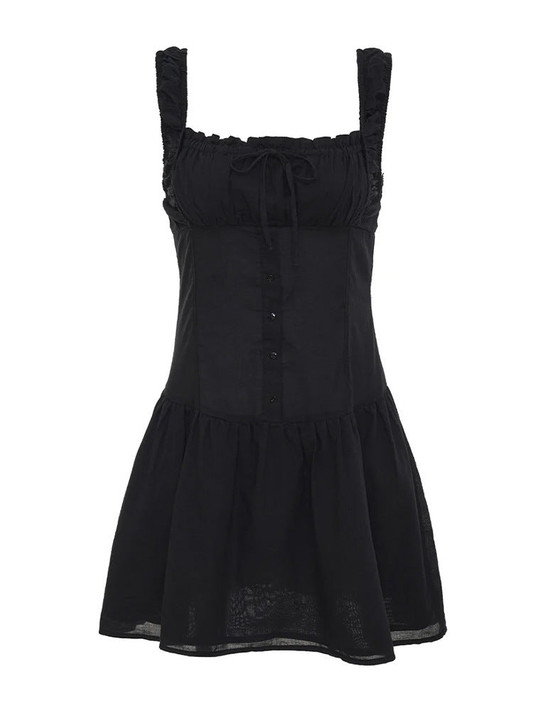 Damen Minikleid mit Rüschendetails und dekorativem Knoten Amawinc