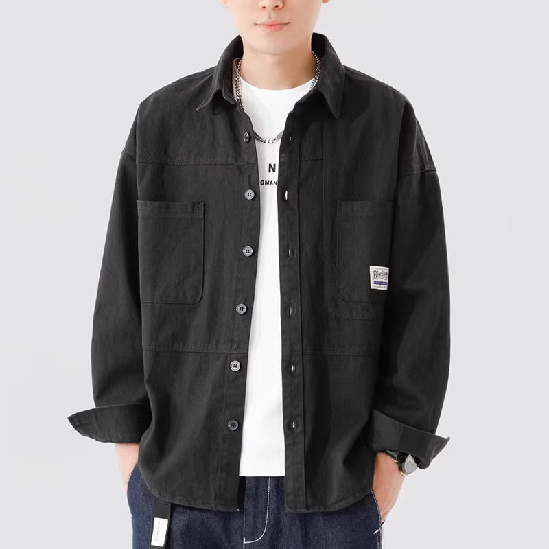 Surchemise Pour Homme En Coton Overshirt À Coupe Décontractée Avec Boutons Et Poches Poitrine Frontales