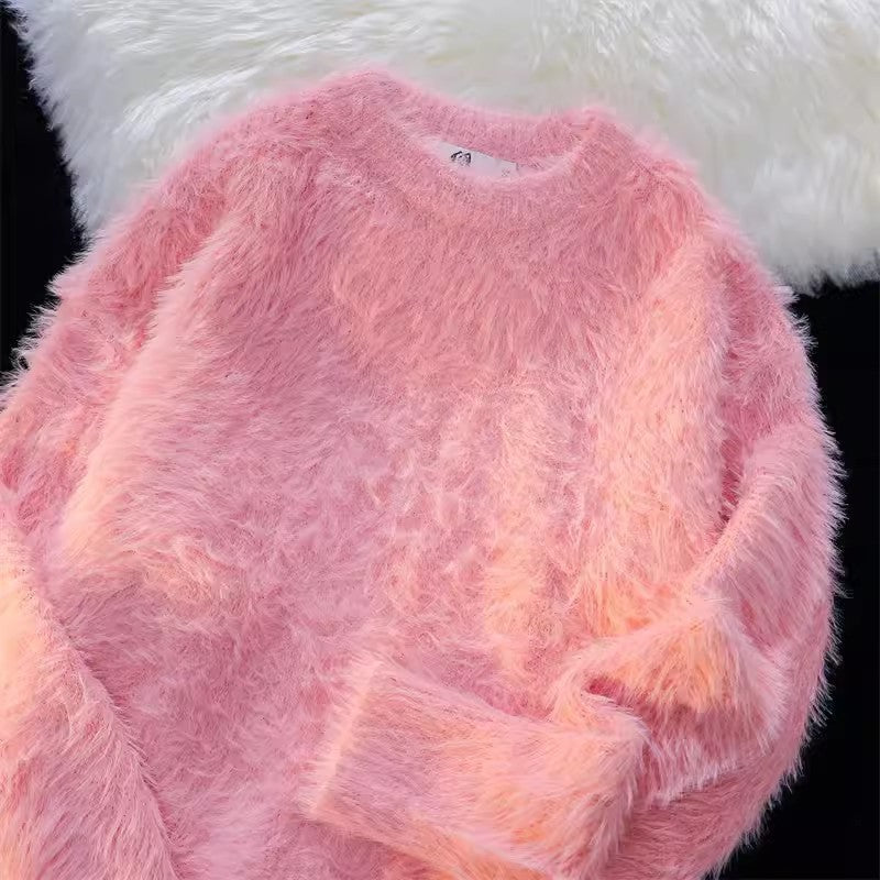 Damen Flauschiger Rundhalspullover Amawinc