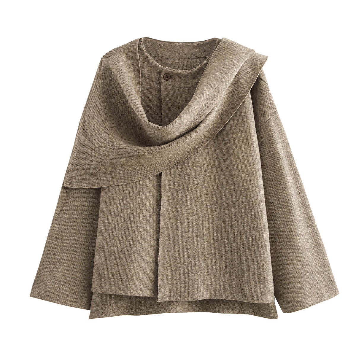 Manteau Cape Pour Femmes En Mélange De Laine Coupe Oversize Col Drapé Devant Ouvert