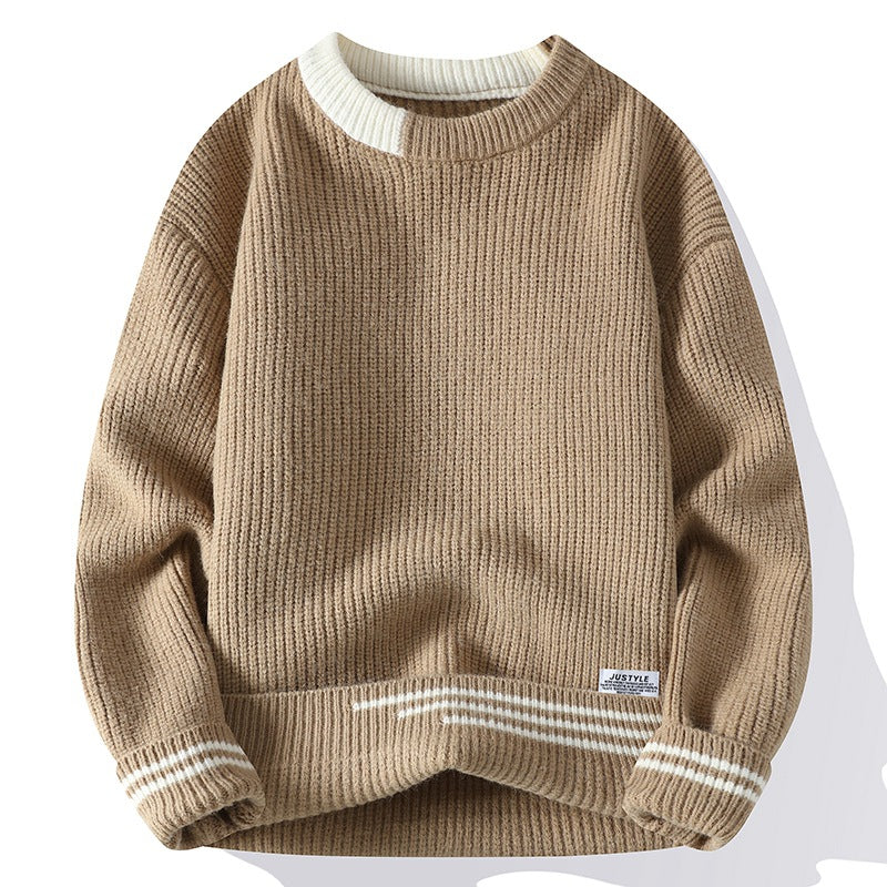 Pull En Maille Bloc De Couleurs Col Rond Confortable Pour Automne Hiver Idéal Style Décontracté Chic Et Superposition