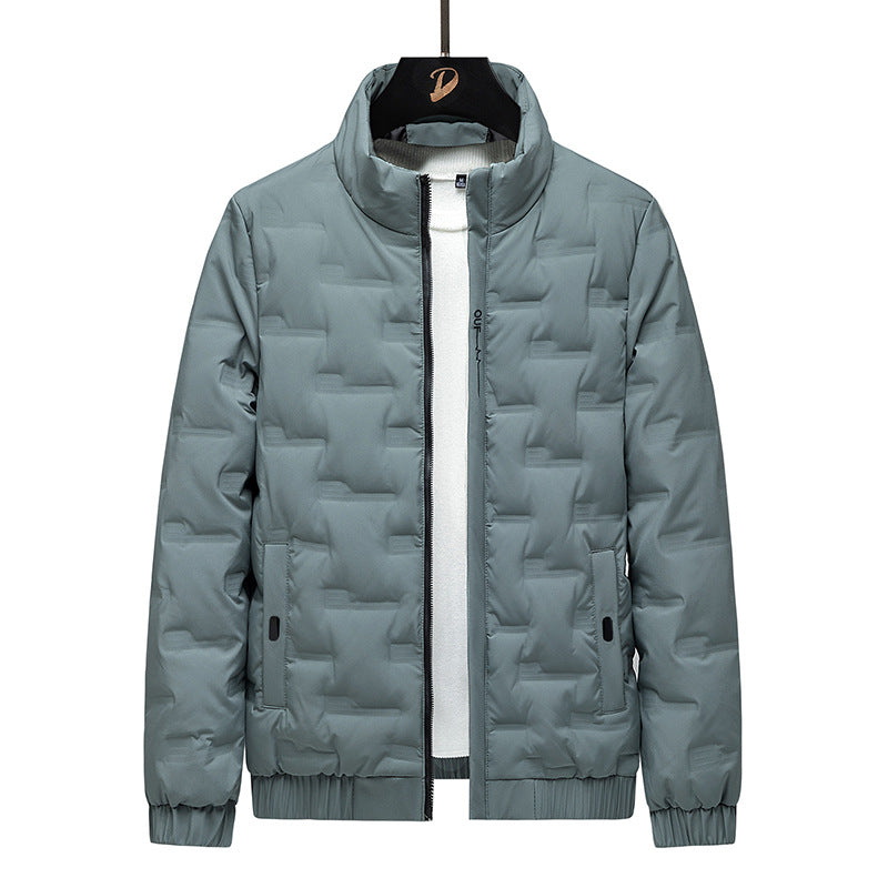 Manteau Homme Duvet Léger Décontracté Col Debout Longueur Hanche Pour Ville Et Weekends Hiver