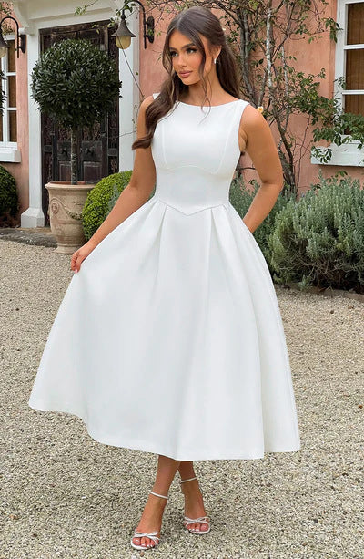 Damen Elegantes Maxikleid mit ausgestellten Ärmeln und raffiniertem Rock Amawinc