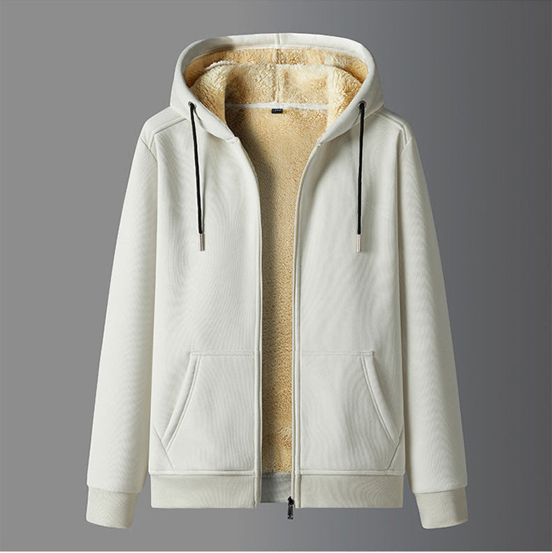 Veste Homme Fleece Capuche Zip Intégral Sherpa Doublure Chaude Pour Hiver Amawinc