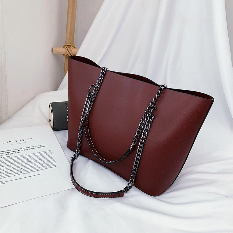 Amawinc Lori Sac Tote Structuré en Cuir Végétal Chaîne et Bretelles en Cuir Pour Usage Quotidien