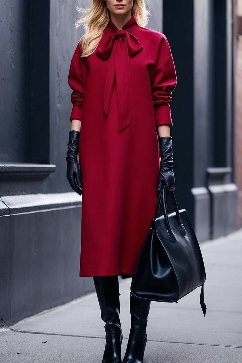 Damen Modisches Maxikleid mit elegantem Kragen und schmeichelndem Schnitt Amawinc