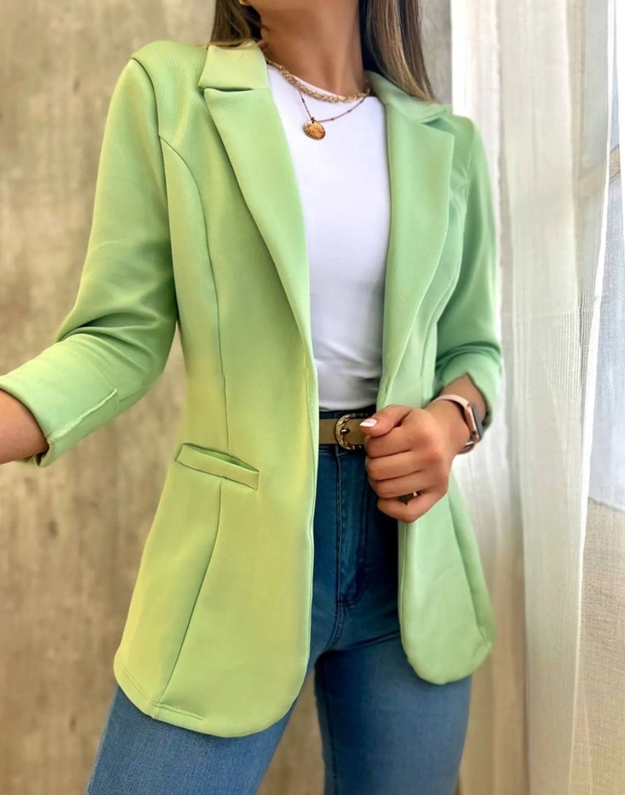 Damen Modischer Blazer mit lässigen Taschen Amawinc