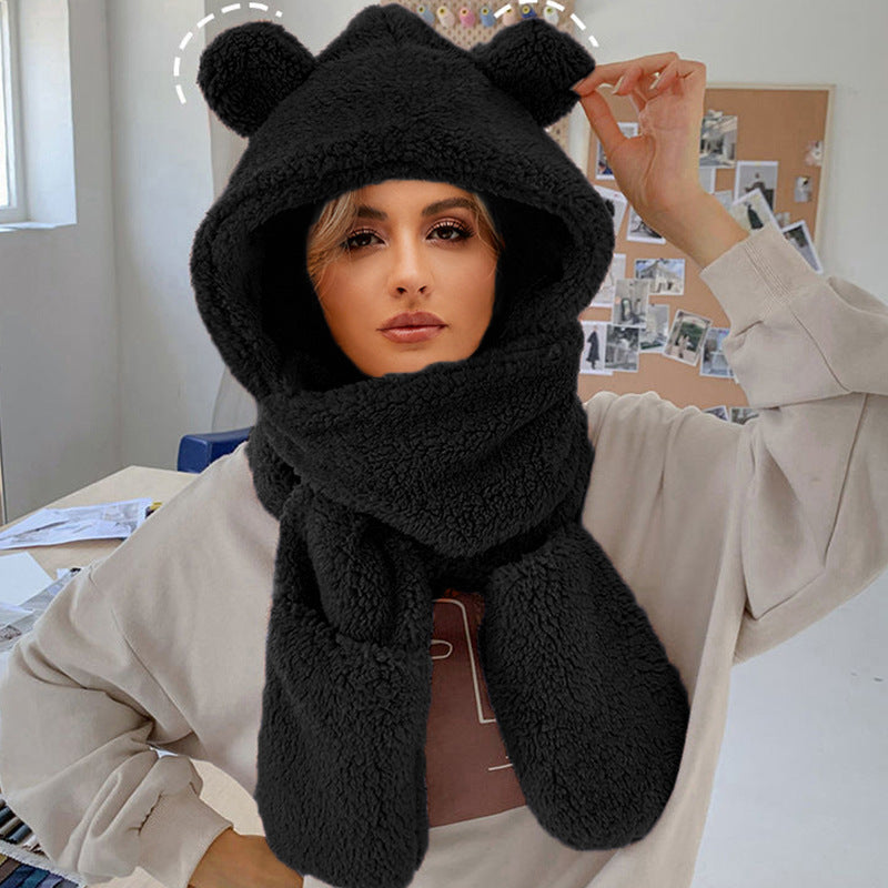 Damen Kuschelige Mütze mit Schal Amawinc