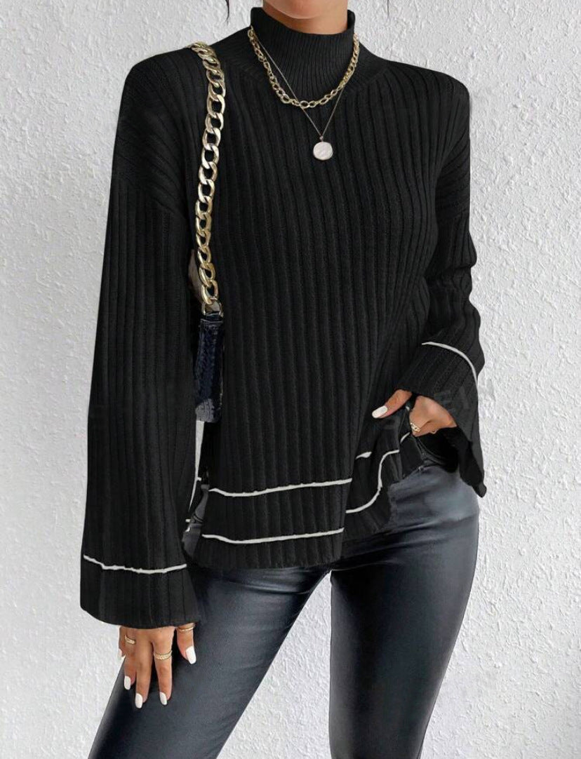 Pull Femme Hiver Coupe Décontractée En Maille Côtelée Tricot Épais Et Élégant Pour Femme Moderne