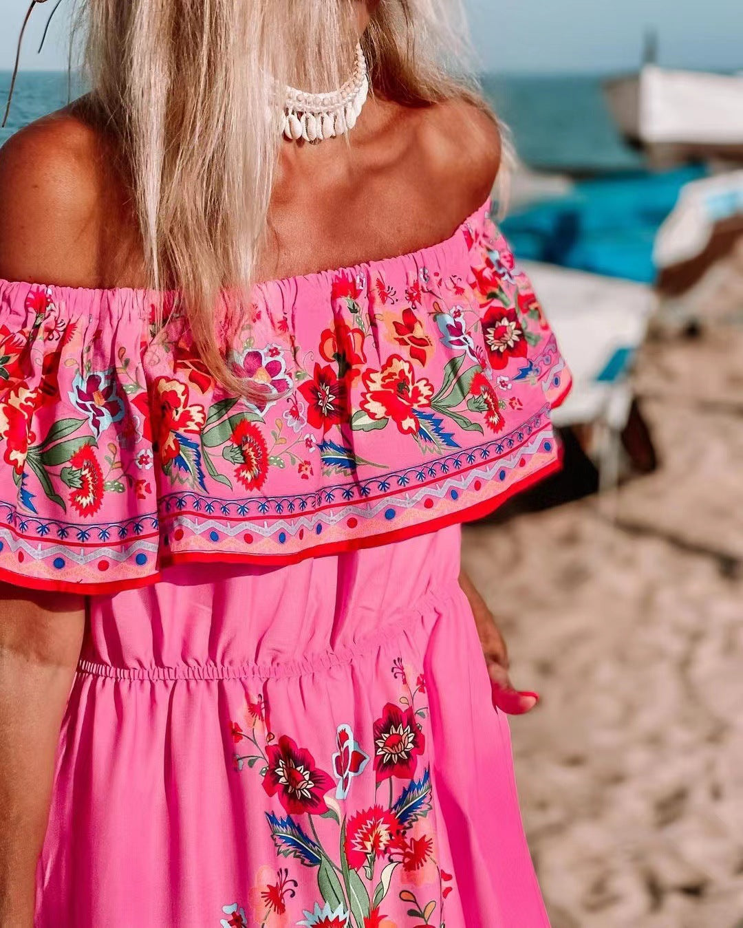 Elegantes Maxikleid von Fudus mit schönem Druck und fließendem Stoff