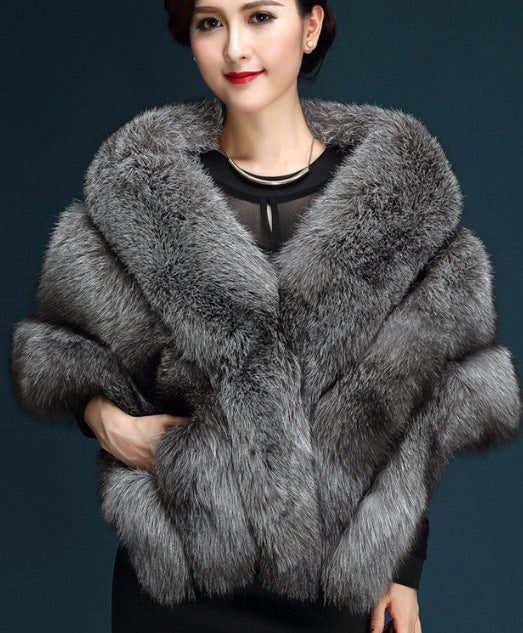 Damen Elegante Kunstpelz-Stola mit voluminösem Schnitt Amawinc