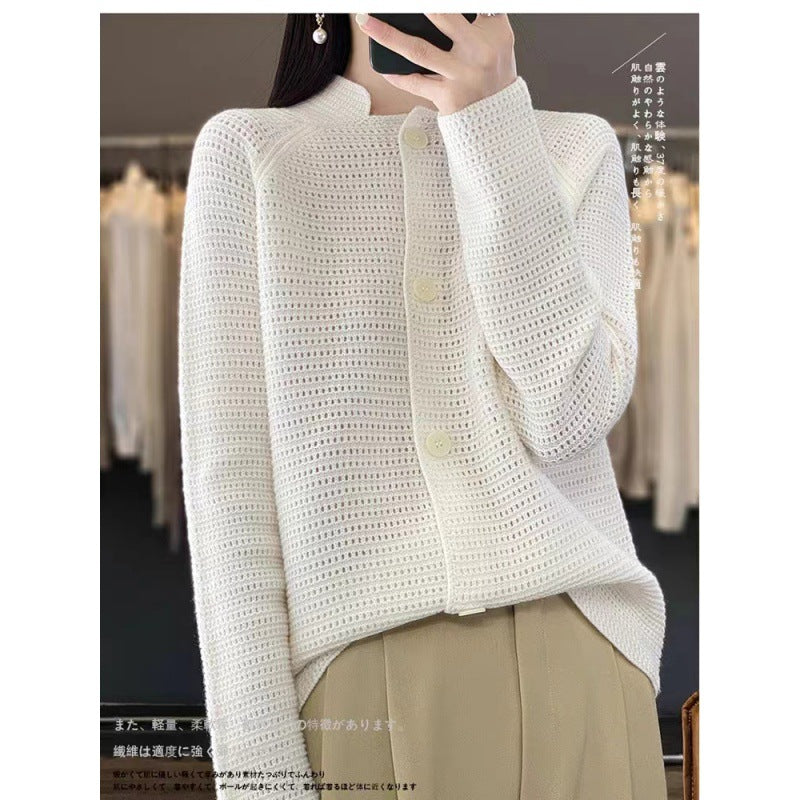 Damen Strickjacke mit besonderen Knopfdetails und strukturierter Maschenoptik Amawinc