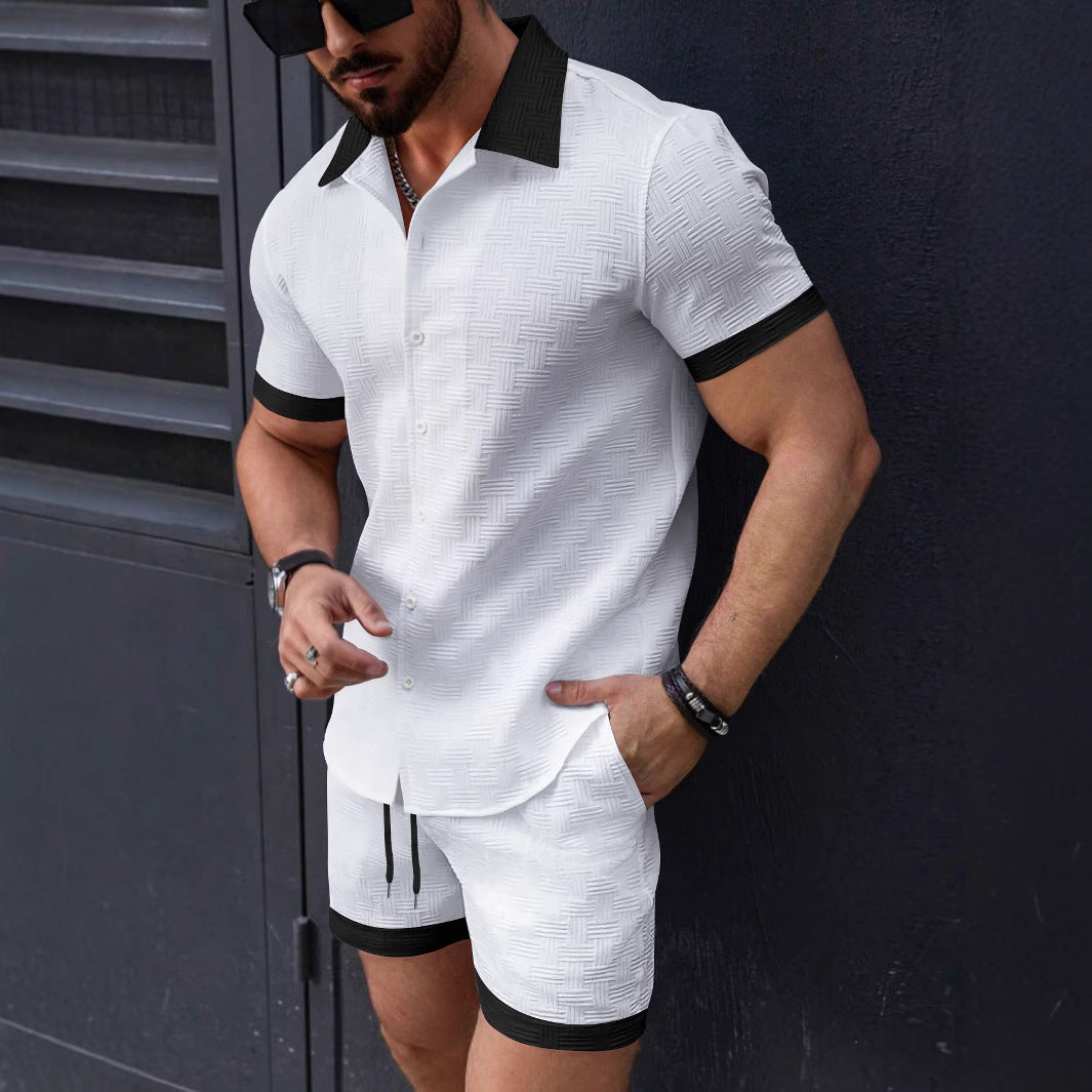 Chemise Homme À Manches Courtes Col Boutonné Slim Fit Avec Bordure Contrastée Style Décontracté Nordisk Flair