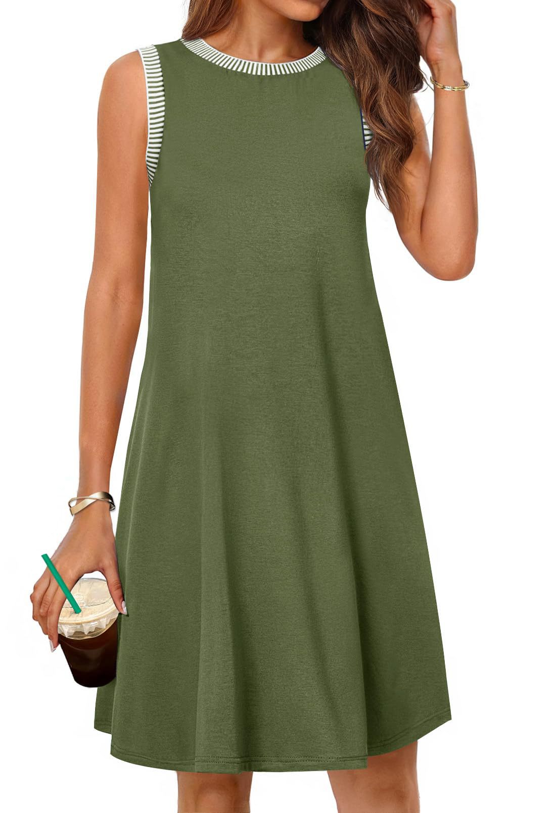 Fudus lässiges Sommer-Minikleid für Strand und Frühling, ärmellos
