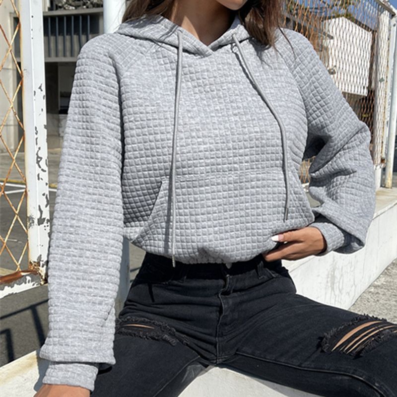 Damen modischer cropped Hoodie mit strukturierter Oberfläche Amawinc