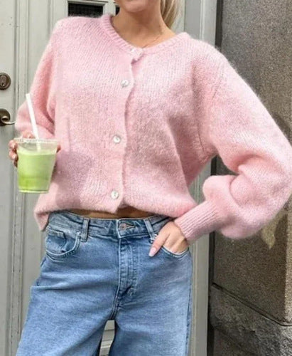 Damen kuscheliger Cardigan aus weichem Mohair Amawinc