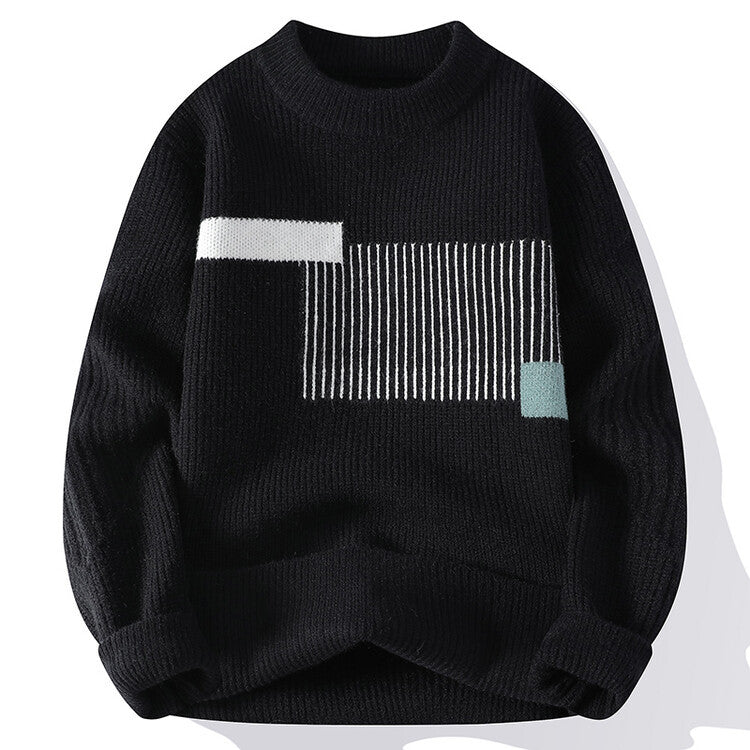 Damen moderner Strickpullover mit geometrischem Muster Amawinc