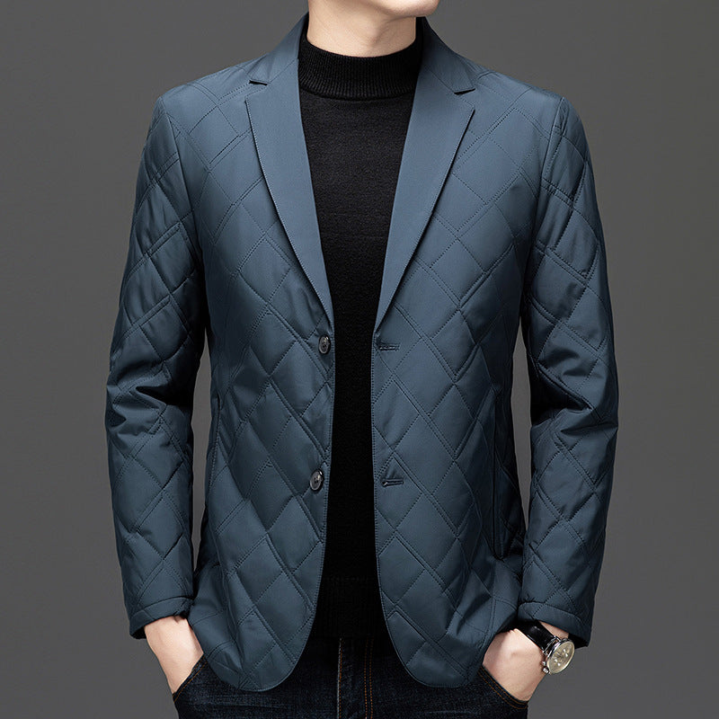 Amawinc Blazer Homme Matelassé Slim Fit Revers Cranté Pour Tenue Professionnelle Et Décontractée Garderobe