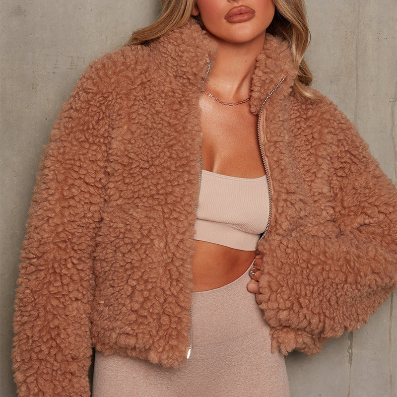 Damen Fluffy Fleecejacke Amawinc
