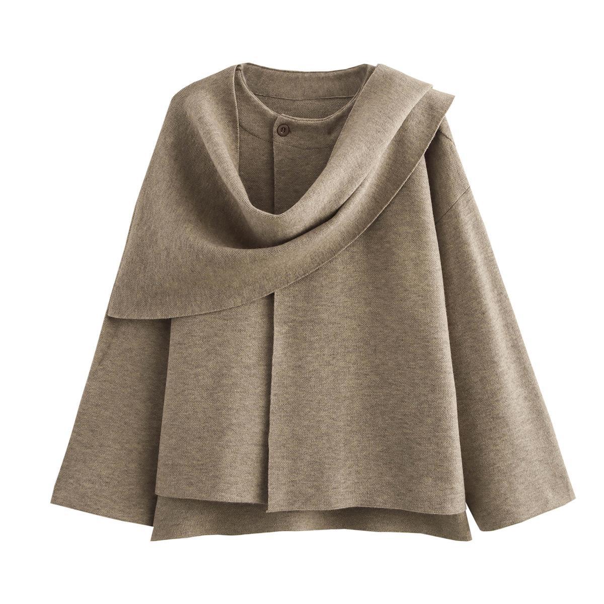 Damen modischer Umhangpullover aus weichem Material Amawinc