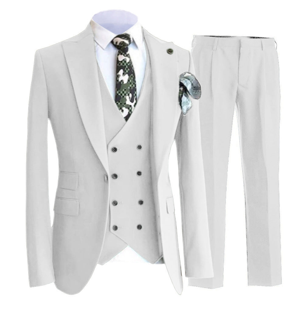 Ensemble Gilet Homme Slim Fit Double Boutonnage Avec Revers À Pointe Pour Veste et Pantalon Costume Formel
