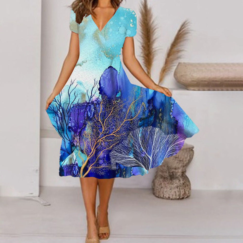 Edles A-Linien-Kurzarmbodycon-Kleid von Fudus