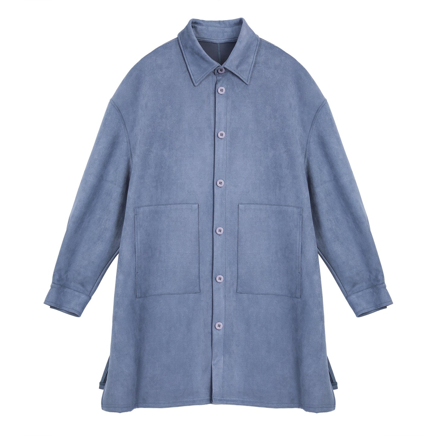 Damen Oversize Hemdenjacke aus weichem Suede mit großen Taschen Amawinc