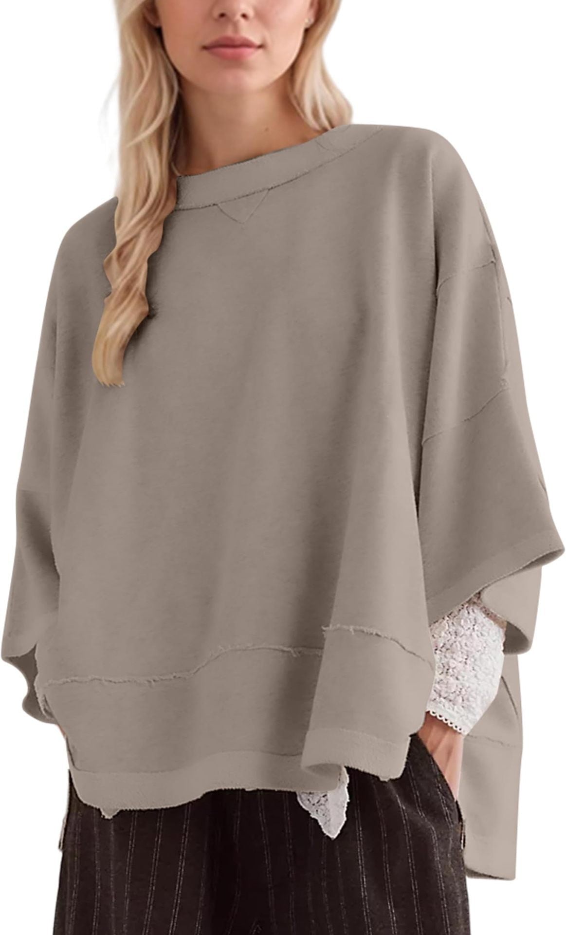Damen oversized Sweatshirt mit fließendem Schnitt Amawinc