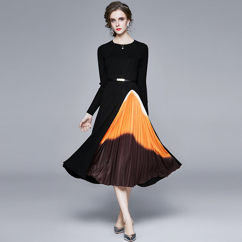 Schmales, gestricktes Faltenkleid mit Farbverlauf von Fudus