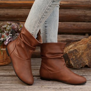Damen modische Stiefeletten mit elegantem Rüschendesign und weichem Obermaterial Amawinc