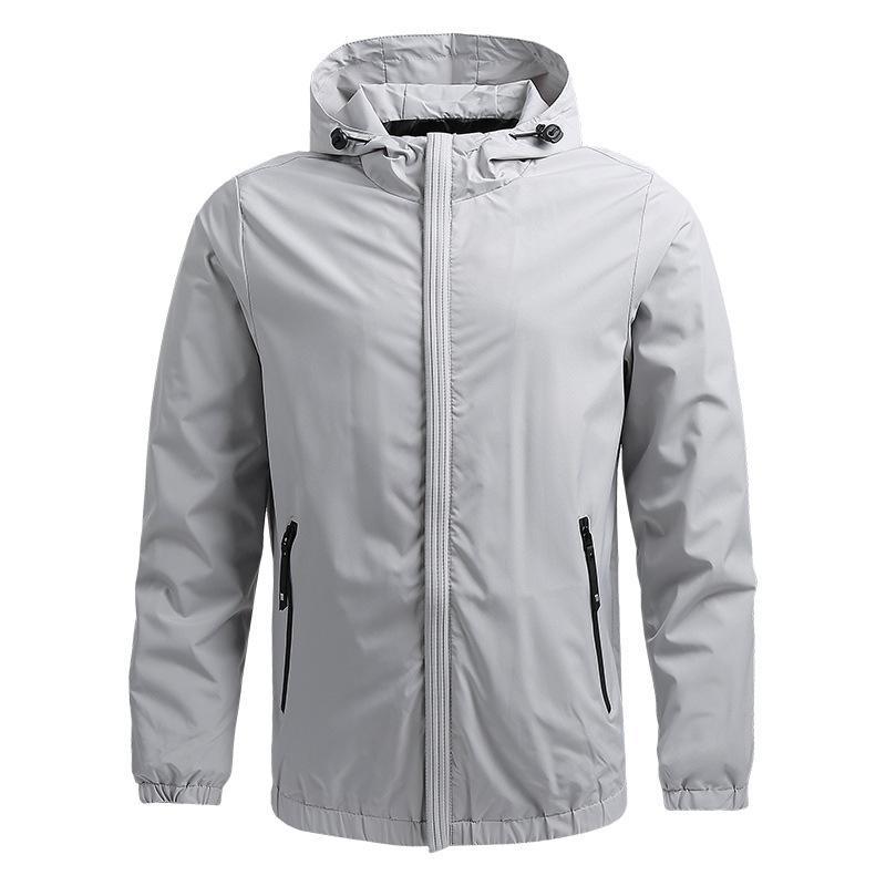 Veste À Capuche Homme Regular Fit Résistante À L Eau Et Au Vent Fermeture Éclair Bleu Marine Pour Automne