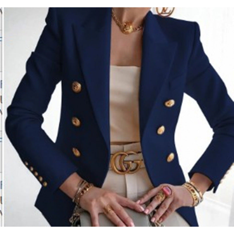 Damen Edler Blazer mit Goldknopf-Detail und klassischem Schnitt Amawinc