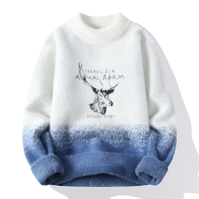 Damen Flauschiger Winterpullover mit kreativem Motiv und hohem Kragen Amawinc