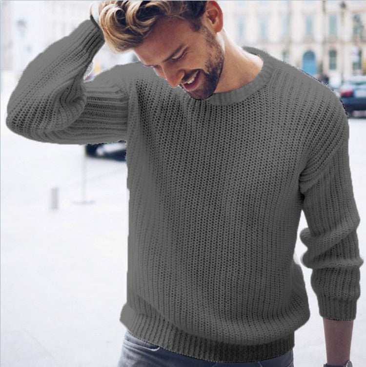 Pull Homme Maille Coton Mélangé Coupe Décontractée Col Rond Ourlet Et Poignets Côtes Nordisk-Flair