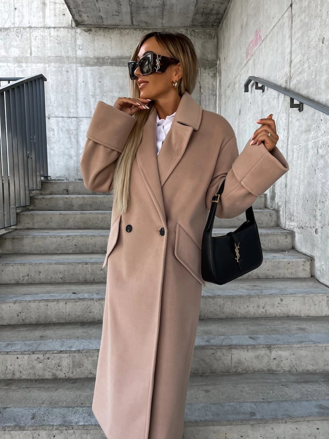 Damen Eleganter Oversized-Wollmantel Amawinc