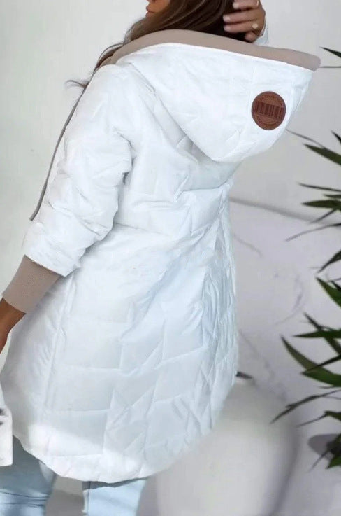 Damen Lässige Steppjacke mit Kapuze und großen Taschen Amawinc