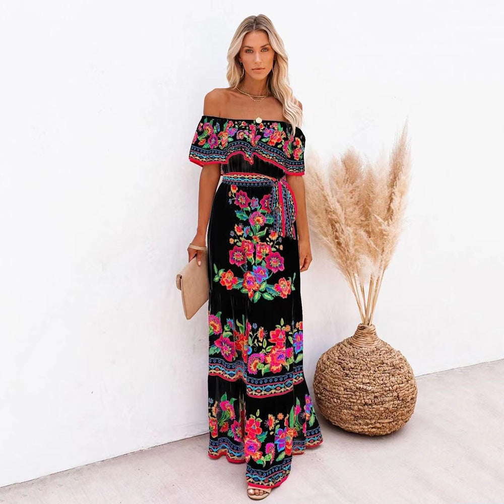 Elegantes Maxikleid von Fudus mit schönem Druck und fließendem Stoff