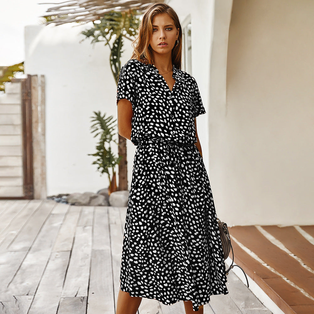 Kurzärmliges Johanna Sommerkleid mit Polka Dots
