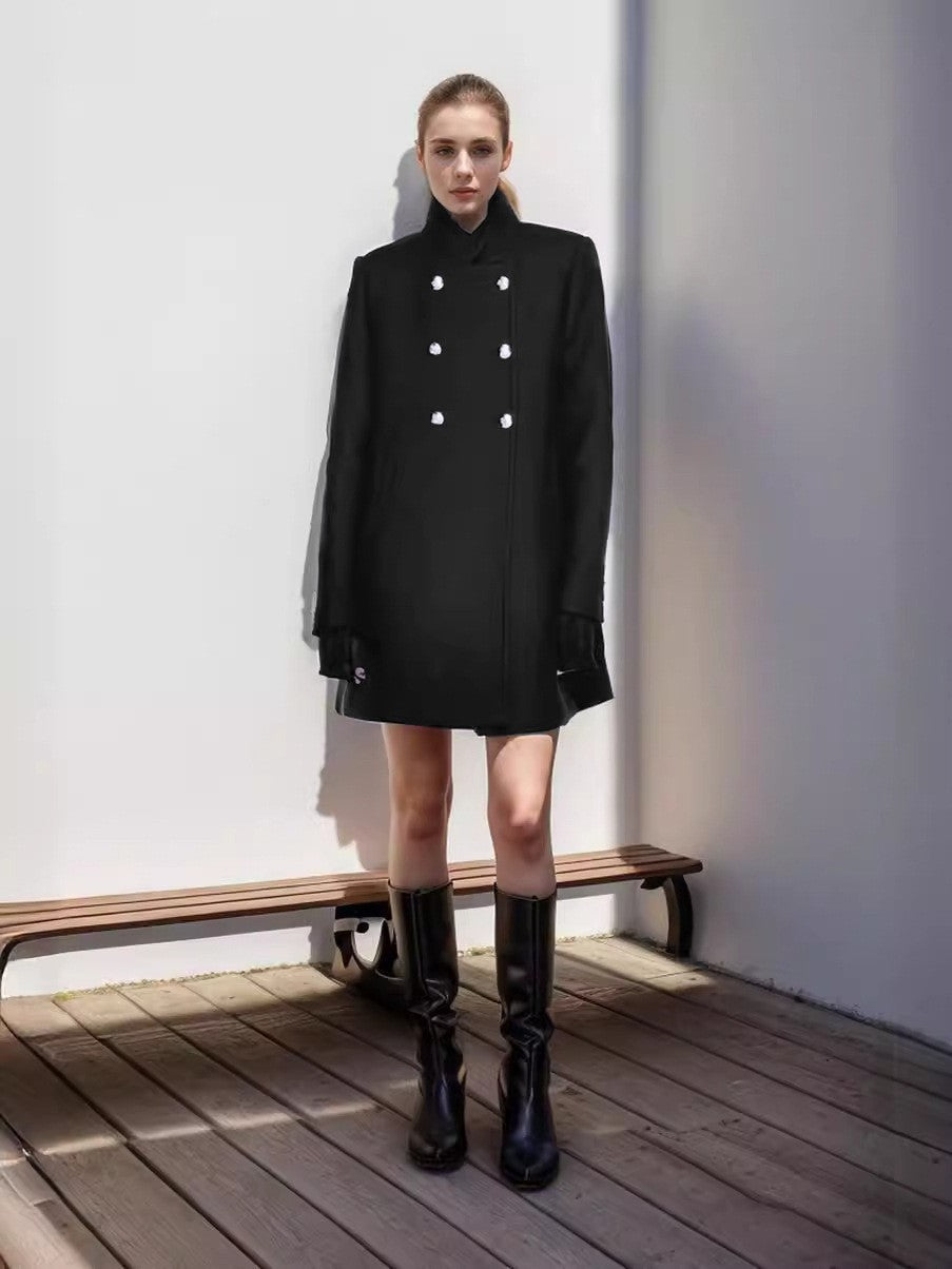 Damen modischer doppelter Knopf-Mantel Amawinc