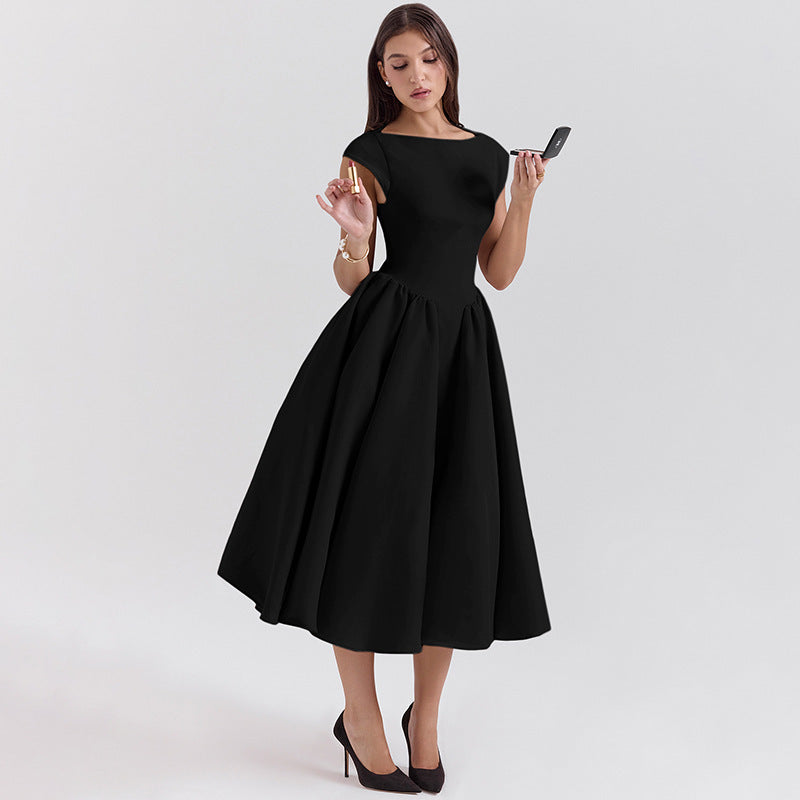 Damen Midi-Kleid mit elegantem A-Linien Schnitt und schickem Quadrat-Ausschnitt Amawinc